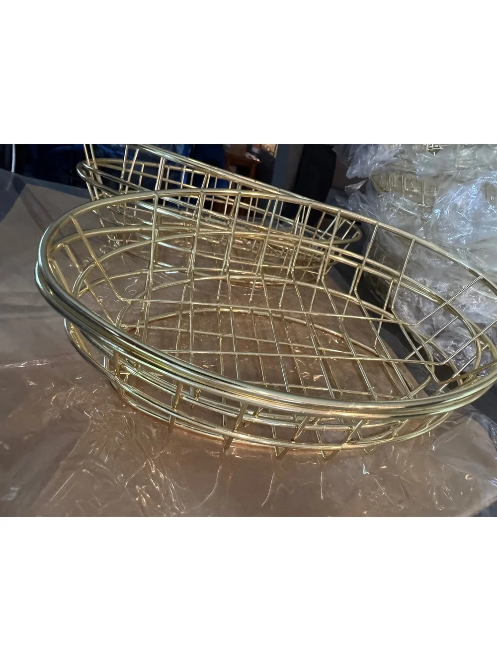 New fast food food baskets Set of 12 Gold Wire Snack  Baskets - Oval Shape